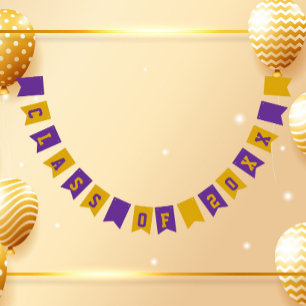 Purple and Gold School Colours Class Year Bunting Flags