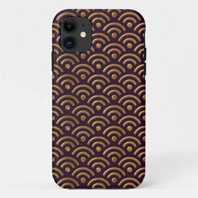 Purple and Gold Seigaiha Design iPhone 5 Case (Back)