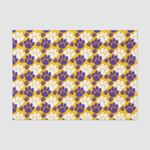 Purple and Gold Small Pawprints Tissue Paper
