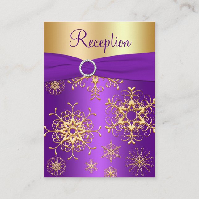 Purple and Gold Snowflakes Enclosure Card (Front)