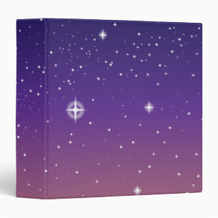 Purple and Gold Starry Sunset Sky Binder