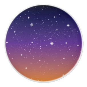 Purple and Gold Starry Sunset Sky Ceramic Knob