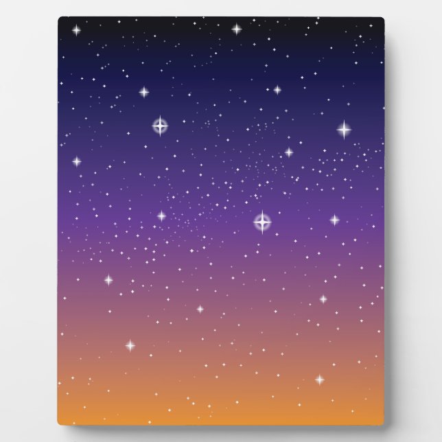 Purple and Gold Starry Sunset Sky Plaque (Front)
