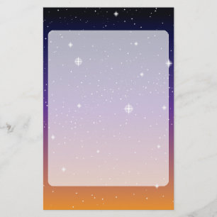 Purple and Gold Starry Sunset Sky Stationery