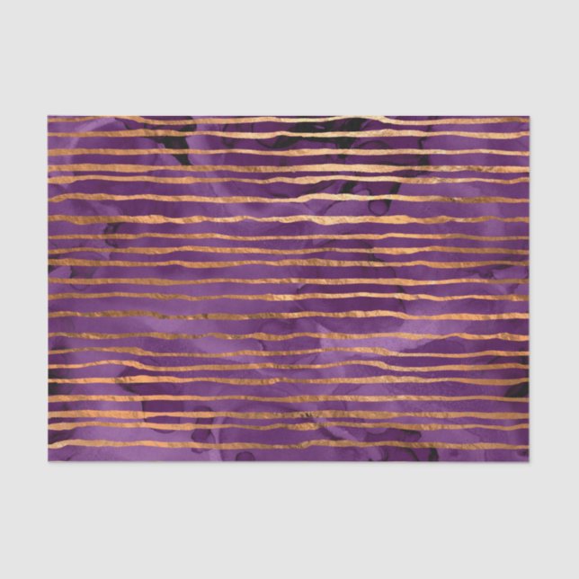 Purple and Gold Striped Pattern Tissue Paper (Front)