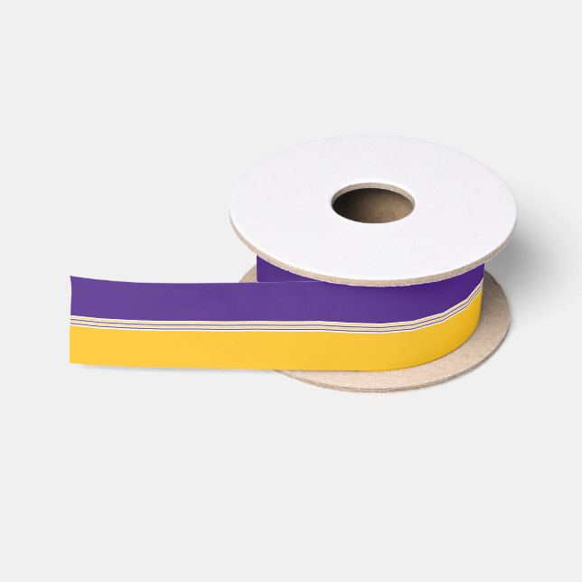Purple and Gold Stripes Satin Ribbon (Spool)