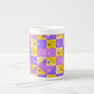 Purple and gold summer floral seamless pattern bone china mug
