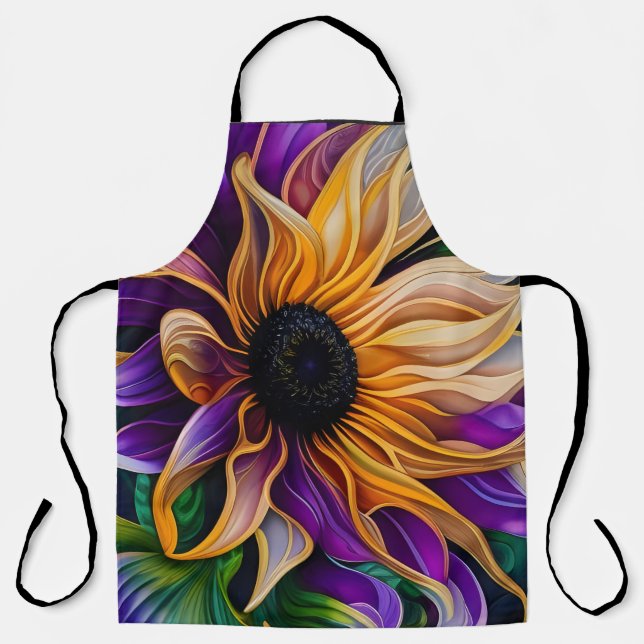 Purple and Gold Sunflower  Apron (Front)
