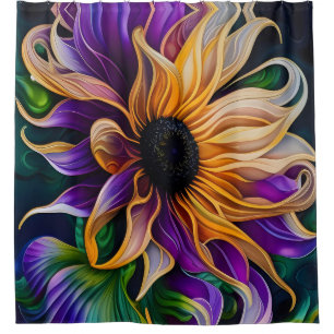Purple and Gold Sunflower Art