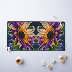 Purple and Gold Sunflower Art Desk Mat