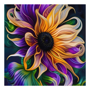 Purple and Gold Sunflower Art Photo Print