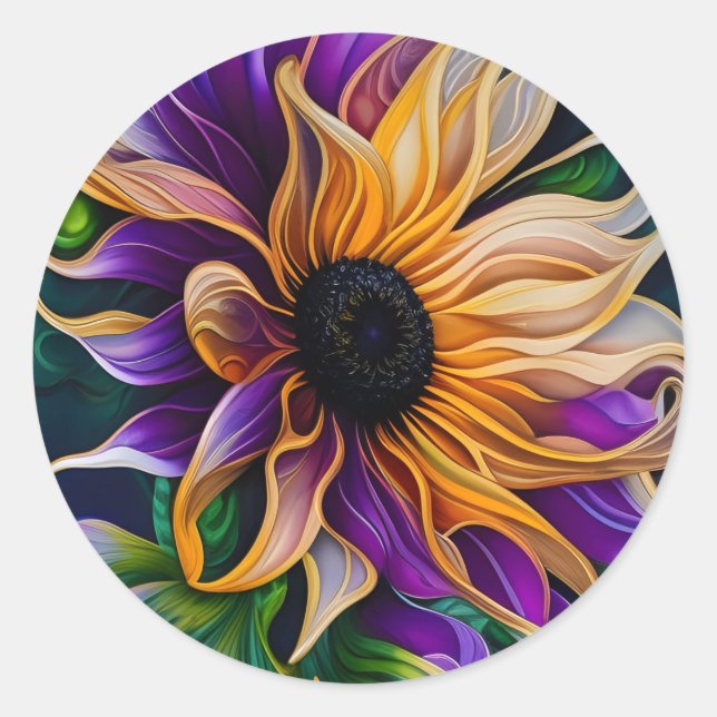 Purple and Gold Sunflower Sticker (Front)