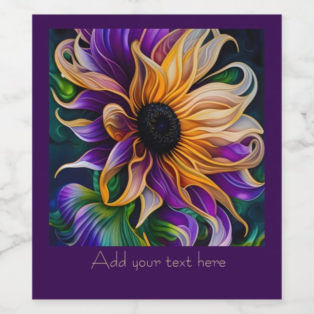 Purple and Gold Sunflower Sticker (Single Label)