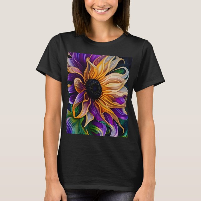 Purple and Gold Sunflower  T-Shirt (Front)