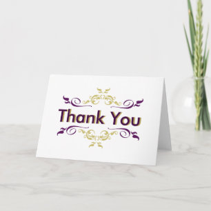 Purple and Gold Swirl Thank You Card