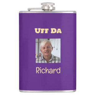 Purple and Gold Uff Da Custom Photo  Flask