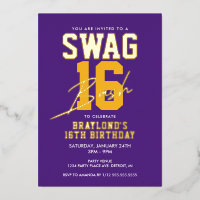 Purple and Gold Varsity Style Swag 16 Birthday