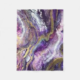 Purple and Gold Veined Marble Agate Crystal Fleece Blanket