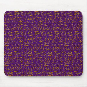 Purple and Gold Vine Pattern Mouse Pad
