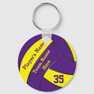 Purple and Gold Volleyball Keychains, PERSONALIZED Keychain