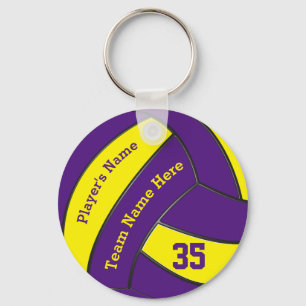 Purple and Gold Volleyball Keychains, PERSONALIZED Keychain