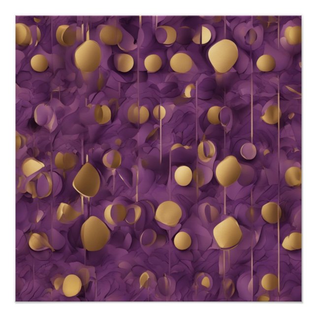 Purple and Gold Wall Abstract Art Poster (Front)