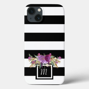 Purple and Gold Watercolor Flowers iPhone 13 Case