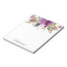 Purple and Gold Watercolor Flowers Notepad