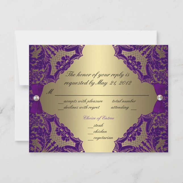 Purple and Gold Wedding RSVP (Front)