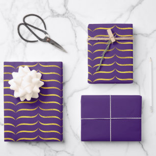 Purple and Gold Wrapping Paper Sheet
