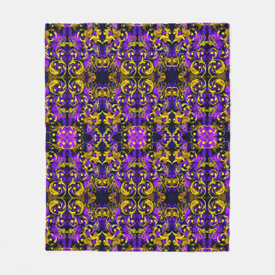Purple and Golden Art Noveau Pattern Fleece Blanket