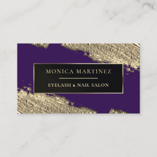 Purple and golden brush elegant business card