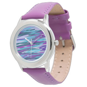 Purple and Green Abstract Art Watch