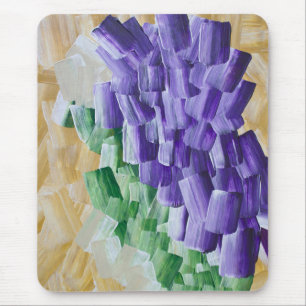 Purple and Green Abstract Brushstroke Pattern Mouse Pad