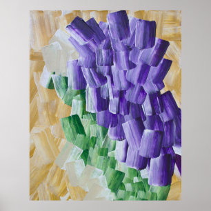Purple and Green Abstract Brushstroke Pattern Poster