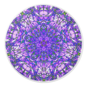 Purple and Green Abstract Ceramic Knob