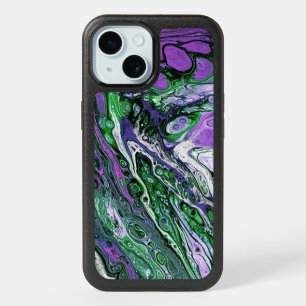 Purple and green abstract paint iPhone 15 case
