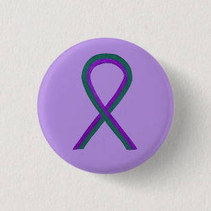 Purple and Green Awareness Ribbon Angel Button Pin