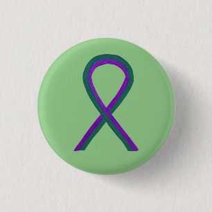 Purple and Green Awareness Ribbon Button Pin