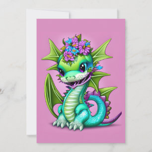 Purple and Green Baby Dragon  Holiday Card