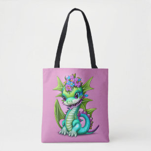 Purple and Green Baby  Tote Bag