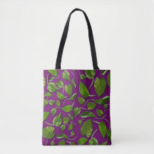Purple and Green Botanical Canvas tote 