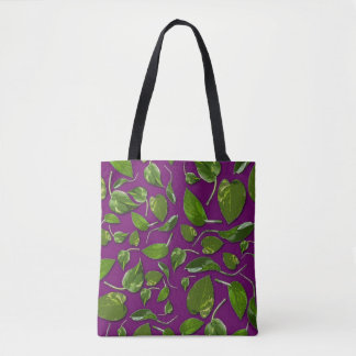 Purple and Green Botanical Canvas tote  Bag