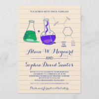 Purple and Green Chemistry Photo Wedding Invites