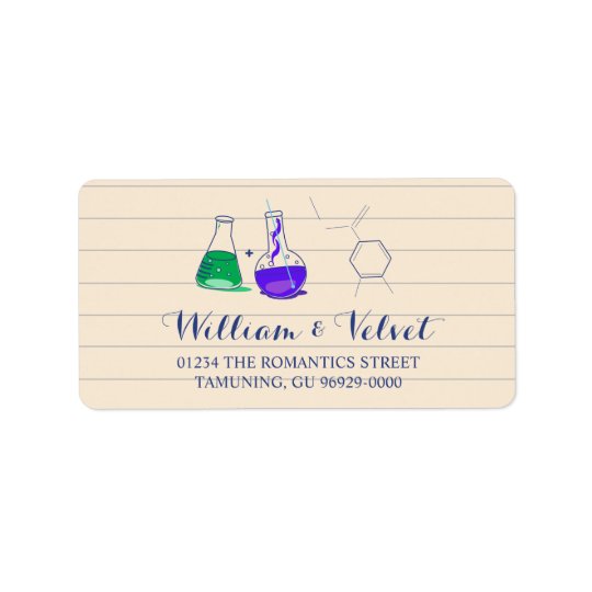 Purple and Green Chemistry Wedding Address Labels
