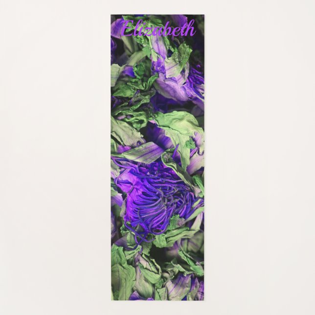 Purple and Green Coloured Blue Lotus Yoga Mat (Front)