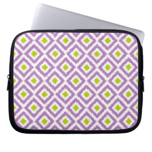 Purple and Green Diamond Ikat Pattern Laptop Sleeve