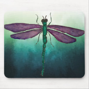 Purple and Green Dragonfly Mouse Pad
