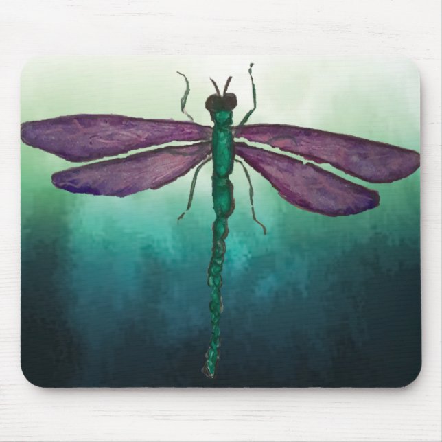 Purple and Green Dragonfly Mouse Pad (Front)