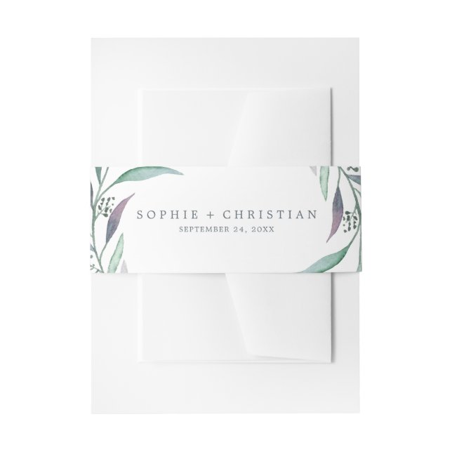 Purple and Green Eucalyptus Invitation Belly Band (Front Example)